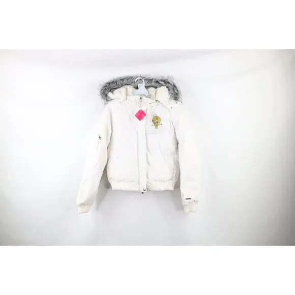 【U LAN】Tweety short fur jacket white-looney-tunes-positive-